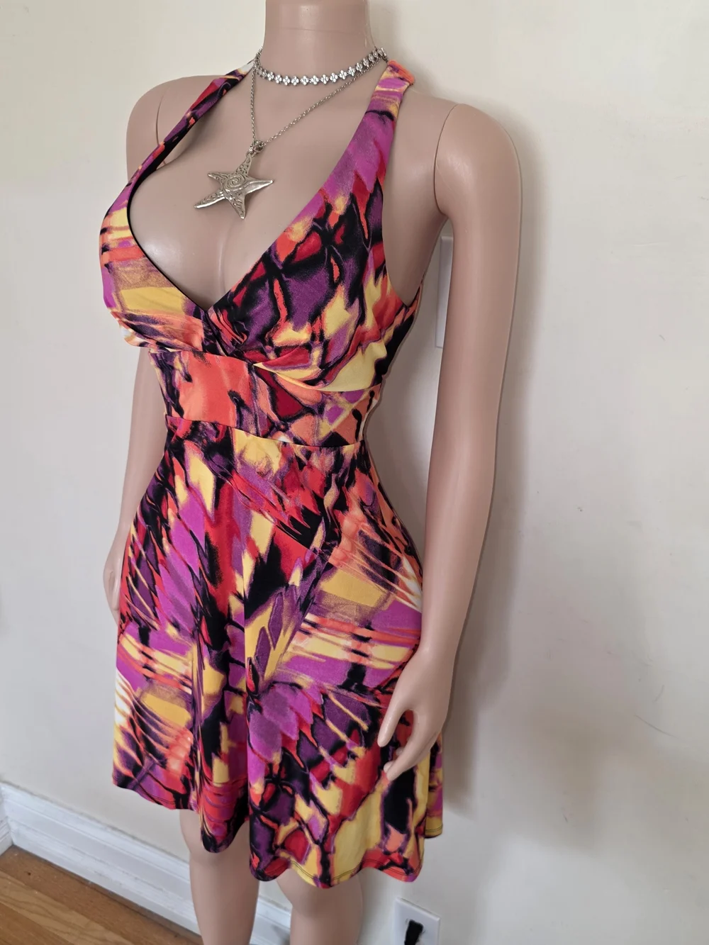 ☆Bisou Bisou Multicolor Summer Dress - Pink, Yellow, Orange, Black☆ - Picture 2 of 4